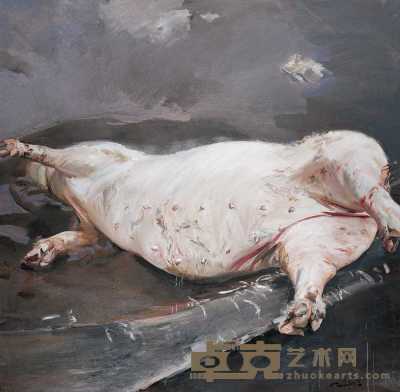 刘小东 2002年作 死猪 200×200cm